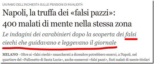 Napoli: falsi ciechi che leggevano il giornale